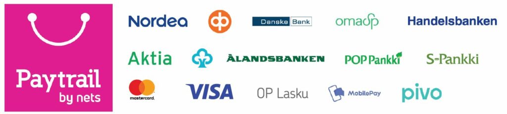 Samimatkat-verkkokaupan maksumahdollisuudet, pankkien ja luottokorttien logot