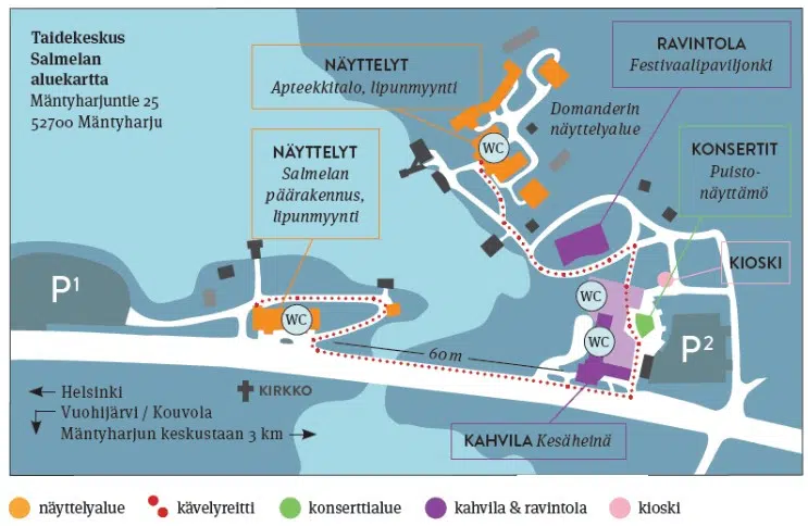 Taidekeskus Salmela Aluekartta Samimatkat